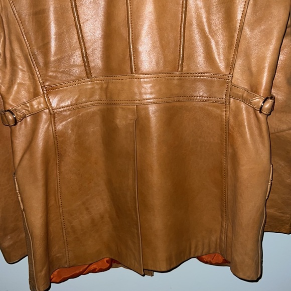 70s Men’s Bermans Burnt Orange Leather jacket size 42 - Picture 6 of 8